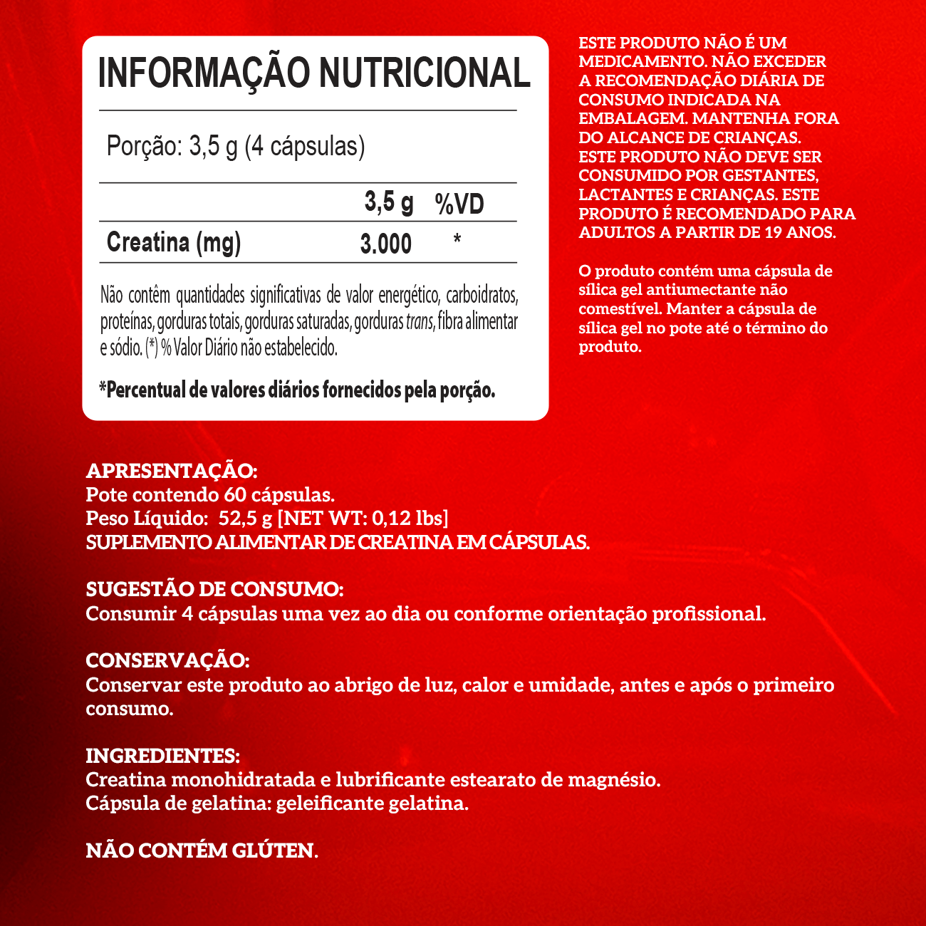 Creatina Hardcore (60 Cápsulas) - Integralmedica