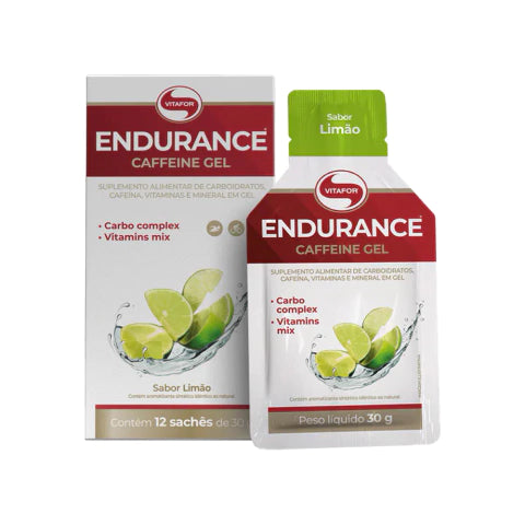 Endurance Caffeine gel - 12 sachês 30g limão - Vitafor