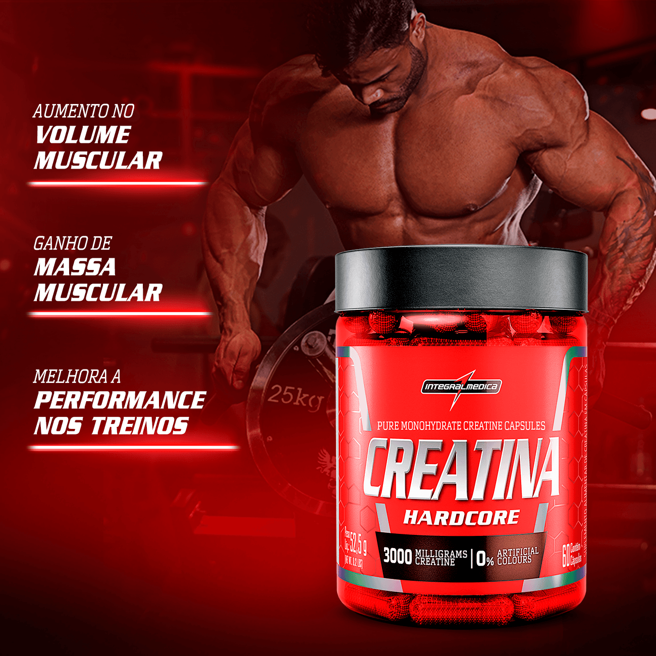 Creatina Hardcore (60 Cápsulas) - Integralmedica
