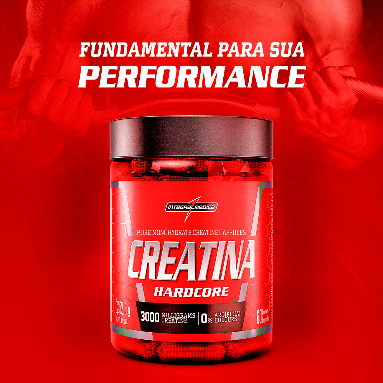 Creatina Hardcore (60 Cápsulas) - Integralmedica