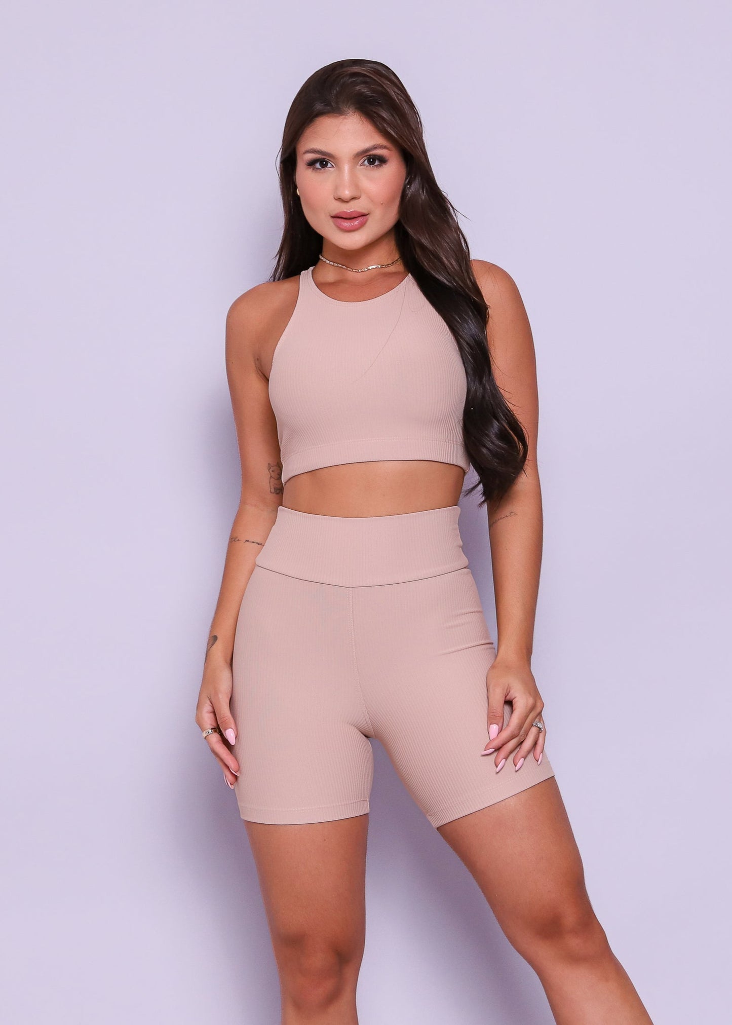 Short e Top Nadador Bege Flow / A partir